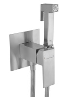 Смеситель с гигиеническим душем встраиваемый WONZON & WOGHAND CUBE, Брашированный никель (WW-88829016-BN) - Gidratop.ru изображение