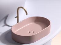Умывальник чаша накладная овальная (цвет Розовый Матовый) Element 608x385x122мм - Gidratop.ru изображение