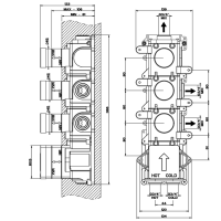 Gessi внутренняя часть встраиваемого термостатического смесителя с 3мя независимыми выходами - Gidratop.ru изображение