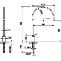 Gessi Goccia смеситель для раковины на 1 отверстие, высокий, излив 387мм R=197, цвет: черный - Gidratop.ru изображение
