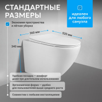 Унитаз ABBER Bequem AC1100 подвесной белый, безободковый - Gidratop.ru изображение