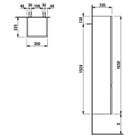 Пенал подвесной Laufen Palace 4.0202.2.075.475.1, 165 x 35 см, петли слева, белый глянцевый - Gidratop.ru изображение