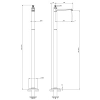 GESSI VENTI20 смеситель напольный для раковины, излив 208 мм, внешняя часть, цвет хром - Gidratop.ru изображение
