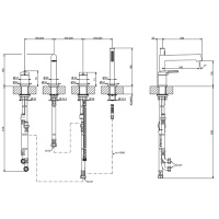 GESSI INGRANAGGIO смеситель для установки на борт ванны на 4 отверстия, с ручным душем, цвет Black Metal Brushed PVD - Gidratop.ru изображение