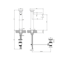 GESSI Origini смеситель для раковины высокий с донным клапаном, в компл с отд вставкой, цвет Finox Brushed Nickel - Gidratop.ru изображение