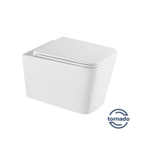 Унитаз подвесной Tornado Q-Line VT1-12T безободковый, цвет белый, ультратонкое soft-close сиденье - Gidratop.ru изображение