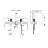 GESSI 316 смеситель для раковины на 3 отверстия, без донного клапана, излив 156мм, h=201мм, цвет: steel brushed - Gidratop.ru изображение