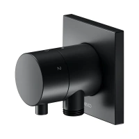 Запорный вентиль Keuco Ixmo 59549371202, с переключателем на 3 потребителя, выводом для шланга и держателем лейки DN 15, черный матовый - Gidratop.ru изображение