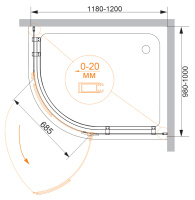 Душевой уголок CEZARES BERGAMO-W-RH-1-120/100-ARCO-C-Cr-R-IV - Gidratop.ru изображение