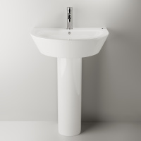 Умывальник 610 мм с колонной Trend, 1 отверстие под смеситель готово, без крепежа. - Gidratop.ru изображение