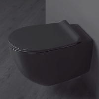 Унитаз подвесной безободковый "Rimless" 56х36.5см, цвет: черный матовый - Gidratop.ru изображение