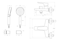 ANCONA Смеситель для ванны и душа в комплекте с ручным душем, шлангом и держателем, хром ANCONA-VAS/DFS-CRM - Gidratop.ru изображение