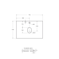 Столешница из керамогранита 716x468 KEP-70-BO Bianco Opaco - Gidratop.ru изображение