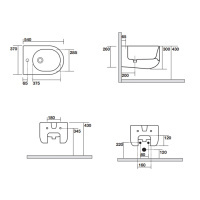 Биде подвесное 54х28,5см, с 1 отв., цвет: белый матовый - Gidratop.ru изображение