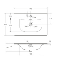 Керамическая раковина CZR-8099-70, 710x460x170 - Gidratop.ru изображение
