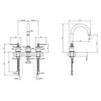 GESSI VENTI20 смеситель для раковины на 3 отверстия,  излив 172 мм., , цвет Brushed Brass PVD - Gidratop.ru изображение
