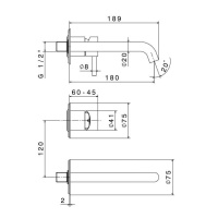 Newform X-STEEL 316 Смеситель для раковины настенный, без донного клапана, излив 180 мм, наружная часть, (для 27852) цвет: INOX - Gidratop.ru изображение