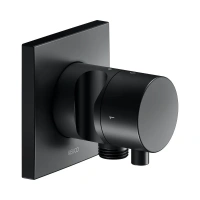 Вентиль запорный Keuco IXMO 59557371202 на 2 потребителя, с выходом для шланга и держателем лейки, черный матовый - Gidratop.ru изображение