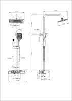 Душевая система с термостатом WONZON & WOGHAND MUSE Lumia, Черный матовый (WW-B4174-MB) - Gidratop.ru изображение