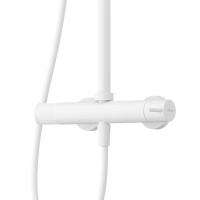 LEAF-CDA-30-L-BIO Душевая стойка телескопическая, с верхним и ручным душем, верхний душ диаметр 300 мм металл, исполнение Белый матовый - Gidratop.ru изображение