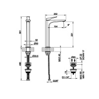 GESSI  VENTAGLIO смеситель для раковины высокий с донным клапаном StopGo и соединительными шлангами, цвет: Matte Black - Gidratop.ru изображение