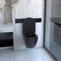 Комплект ABBER унитаз AC1100MB черный матовый с инсталляцией AC0105 и кнопкой AC0121MB, биде AC1150MB с инсталляцией AC0101P - Gidratop.ru изображение