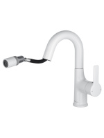 Смеситель для раковины с выдвижным изливом WONZON & WOGHAND, Белый матовый (WW-FE01L212-MW) - Gidratop.ru изображение