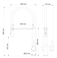 Смеситель для кухни с гибким изливом WONZON & WOGHAND, Черный матовый (WW-88438003-MB) - Gidratop.ru изображение