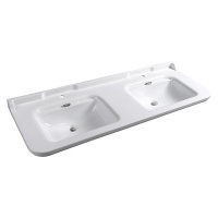 Раковина 150х55 см, 1 отв., двойная, керамическая, цвет: белый/хром - Gidratop.ru изображение