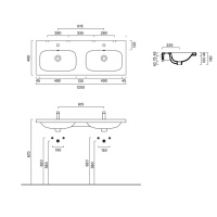 Catalano Alvea Раковина двойная 120*46 подвесная или на мебель, цвет белый глянцевый - Gidratop.ru изображение