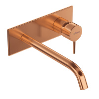 LEAF-BLI1-20-L-SS Смеситель для раковины встраиваемый, однорычажный, излив и ручка на единой площадке, длина излива 20 см, исполнение Sunset - Gidratop.ru изображение