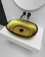 Раковина накладная прозрачная ABBER Kristall AT2805Vesuvian оливковая - Gidratop.ru изображение