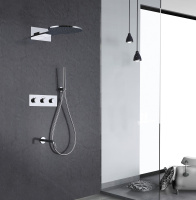 Душевая система ABBER Wasser Kreis AF8150 скрытого монтажа с изливом, термостат, хром - Gidratop.ru изображение