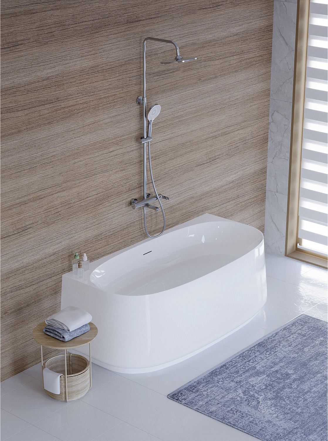 Акриловая ванна пристенная CEZARES CZR-LUX-WALL-170-80-58