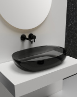 Раковина накладная прозрачная ABBER Kristall AT2805Onyx черная - Gidratop.ru изображение