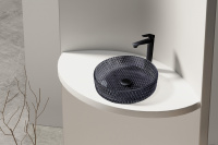 Раковина накладная стеклянная ABBER Glas AK2301B черная - Gidratop.ru изображение