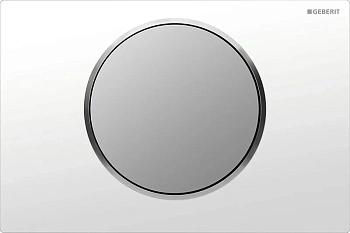 Клавиша Geberit Sigma Type 10 115.758.KL.5, одинарный смыв, рамка-белая/кнопка-матовый хром/кольцо-матовый хром