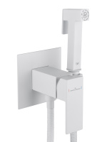 Смеситель с гигиеническим душем встраиваемый WONZON & WOGHAND CUBE, Белый матовый (WW-88829016-MW) - Gidratop.ru изображение