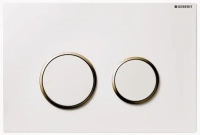 Клавиша Geberit Sigma Type 20 115.778.KK.1, рамка и кнопки: белые, обод: позолота, двойной смыв - Gidratop.ru изображение