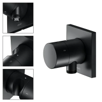 Переключатель потоков Keuco Ixmo 59549370202 на 3 потребителя, выводом для шланга и держателем лейки DN 15, черный матовый - Gidratop.ru изображение