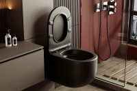 Унитаз ABBER Bequem AC1104TMB подвесной черный матовый, безободковый, смыв торнадо - Gidratop.ru изображение