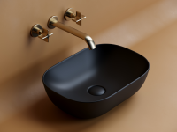 Умывальник чаша накладная прямоугольная (цвет Черный Матовый) Element 455x325x135мм - Gidratop.ru изображение