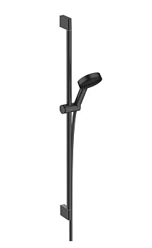 Душевой гарнитур Hansgrohe Pulsify Select S, EcoSmart, лейка Relaxation 3 режима, штанга 90 см, черный матовый, диск графит, 24171670, 3 режима струи