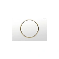 Клавиша Geberit Sigma Type 10 115.758.KK.5, одинарный смыв, рамка-белая/кнопка-белая/кольцо-золото - Gidratop.ru изображение