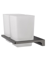 Два стакана для зубных щеток с держателем WONZON & WOGHAND ECLIPSE, Темный графит (WW-9128-GM) - Gidratop.ru изображение