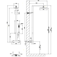 Gessi Rettangolo термостатический смеситель с верхним душем, авт.переключателем ванна/душ, лейкой и шлангом 1,5м, высота 1060мм, цвет: хром - Gidratop.ru изображение