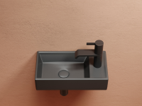 Умывальник подвесной прямоугольный (чаша слева, отверстие под смеситель справа) цвет темный антрацит матовый Element 407x217x100 - Gidratop.ru изображение