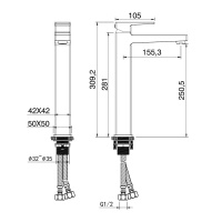 Смеситель для раковины высокий WONZON & WOGHAND CUBE 2.0, Черный матовый (WW-88019068-MB) - Gidratop.ru изображение