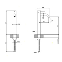 GESSI 316 смеситель для раковины на 1 отверстие, высокий h=305мм,  без донного клапана, излив 123мм, цвет: steel brushed - Gidratop.ru изображение