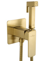 Смеситель с гигиеническим душем встраиваемый WONZON & WOGHAND EDGE, Брашированное золото (WW-88829003-BG) - Gidratop.ru изображение